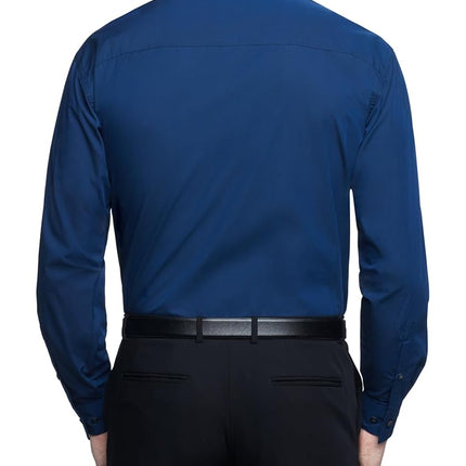 Kenneth Cole Men's Dress Shirt Regular Fit Solid, Medium Blue, 17"-17.5" Neck 32"-33" Sleeve