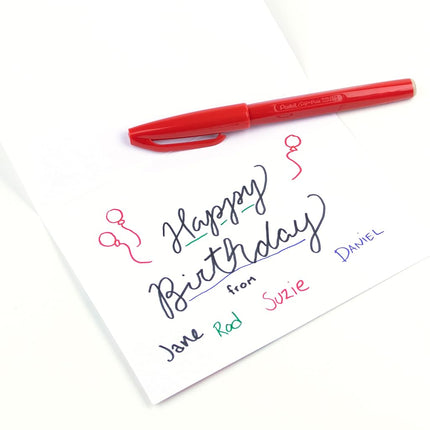 Pentel Sign Pen Fiber-Tipped Pen, Red Ink, Box of 12 (S520-B)