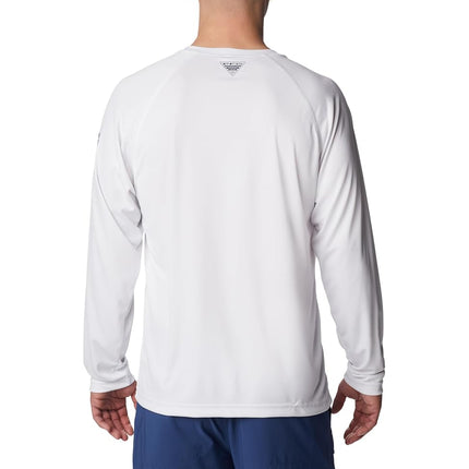Columbia Men's Terminal Tackle Long Sleeve Shirt, White/Nightshade Logo, 1X