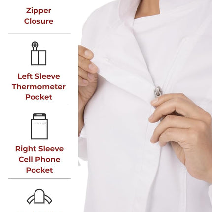 Chef Works Women's Hartford Chef Coat Jacket, White, Medium