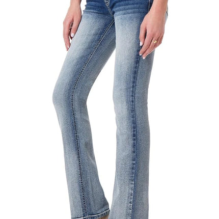 WallFlower Women's Luscious Curvy Bootcut Mid-Rise Insta Stretch Juniors Jeans (Standard and Plus), Camille, 16 Short