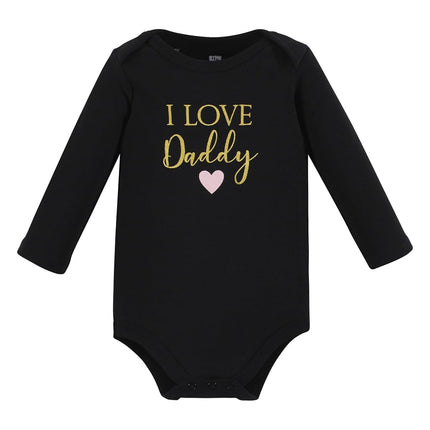 Hudson Baby unisex-baby, bodysuits de algodón de manga larga, Girl Daddy, 9-12 meses