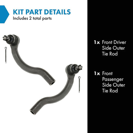 TRQ Outer Driver and Passenger Side Tie Rod Set 2 Piece