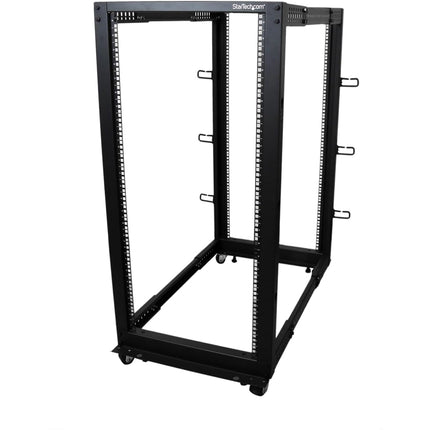 StarTech 25U 4-Post Open Frame Server Rack, 19in, 544kg/1200lb, Mobile