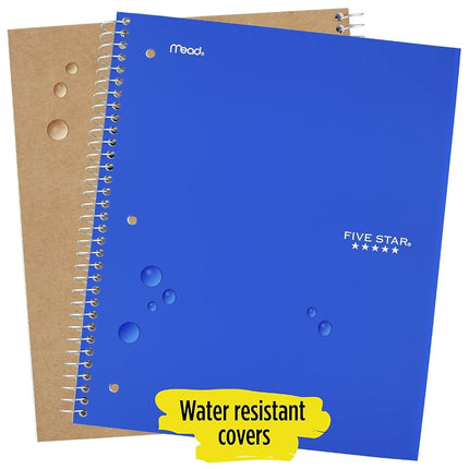 Five Star Spiral Notebook, 5 Subject, Wide Ruled Paper, 200 Sheets, 10-1/2" x 8", Cobalt Blue (73198)