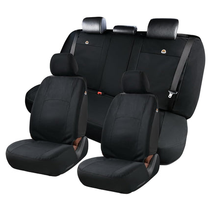 Coverado Car Back Seat Covers, Canvas Universal Seat Covers for Cars, Rear Car Seat Cushions, Auto Seats Protectors for Kids & Dogs, Driver Seat Covers Fit for Most Vehicles Trucks SUVs/Black