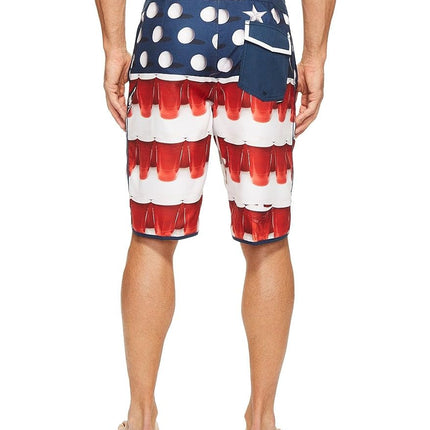 Bermuda O'Neill de hombre Beerpong Scallop 24-7, Rojo/Blanco/Azul, 32