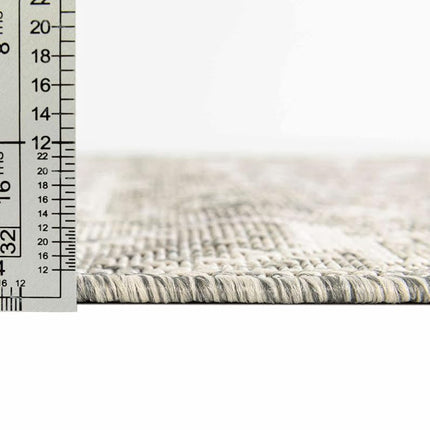 Unique Loom Outdoor Aztec Collection Area Rug - Chalca (2' 7" x 12' Runner, Light Gray/Ivory)
