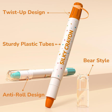 JUPITEARTH Silky Crayons for Toddlers 4-8, Twist & Non-Toxic, 48 Colors