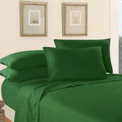Elegant Comfort Luxury Soft 1500 Thread Count Egyptian 4-Piece Premium Hotel Quality Wrinkle Resistant Coziest Bedding Set, All Around Elastic Fitted Sheet Deep Pocket up to 16inch, Queen Hunter Green
