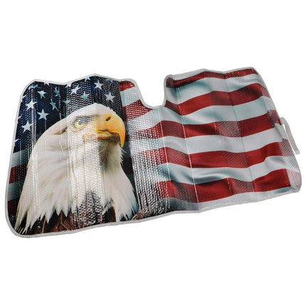 BDK USA Eagle Flag Auto Sun Shade for Car SUV Truck - Stars & Stripes - Bubble Foil Jumbo Folding Accordion for Windshield (AS-764)