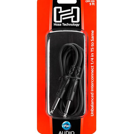 HOSA CPP105 Unbalanced 1/4" PHONE - 1/4" PHONE, 5ft. Molded Cable