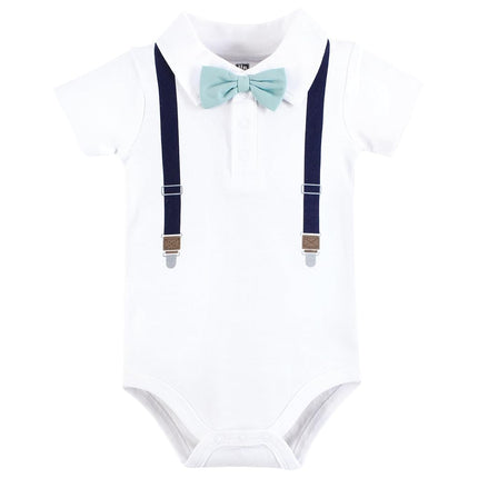Hudson Baby Unisex Baby Cotton Bodysuits, Mint Navy Cuter Version, 9-12 Months