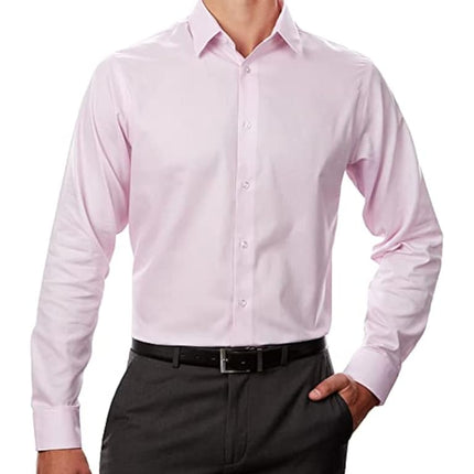 Calvin Klein Men's Dress Shirt Regular Fit Non Iron Stretch Solid Clothing, Pink, 18'' Neck 36''-37'' Sleeve
