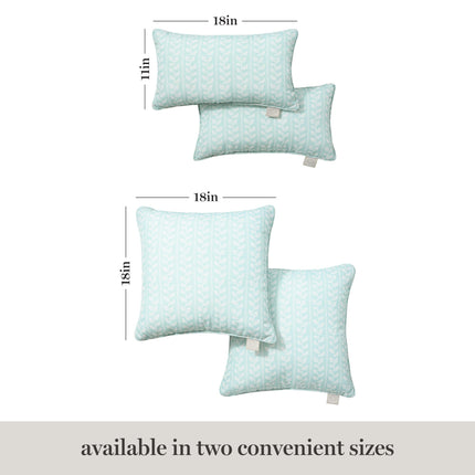 MARTHA STEWART Vineyard Vines Indoor Outdoor Decorative Pillow 2-Pack Set, UV Fade Resistant, Water Repellent, Printed Garden Design, 18"x18", Aqua Blue