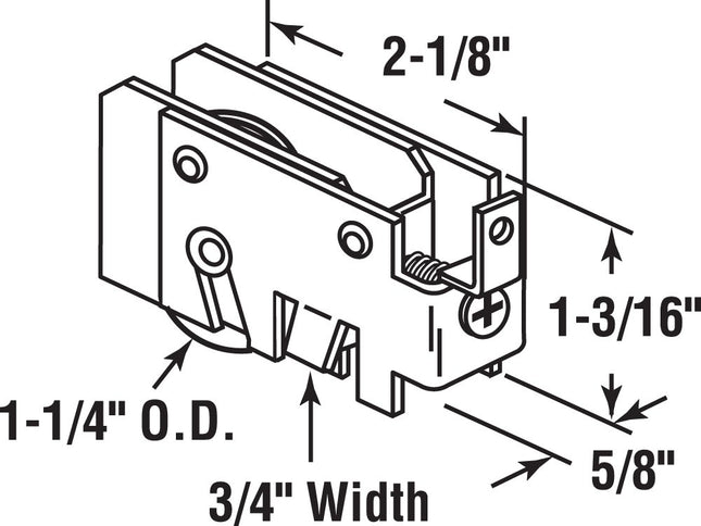 Prime-Line Products D 1856 Sliding Door Roller Assembly with 1-1/4-Inch Steel Ball Bearing