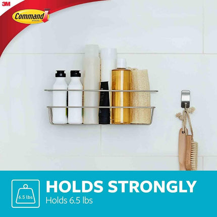 Command Shower Caddy with Water Resistant Command Strips, Satin Nickel, Easy to Open Packaging Bathroom Decor