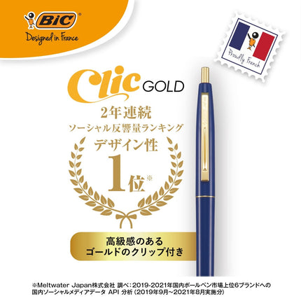 Bolígrafo Big CFCGRBL05BLKJ, Click Gold, 0.5, a base de aceite, negro, suave, cuerpo azul royal, 12 piezas