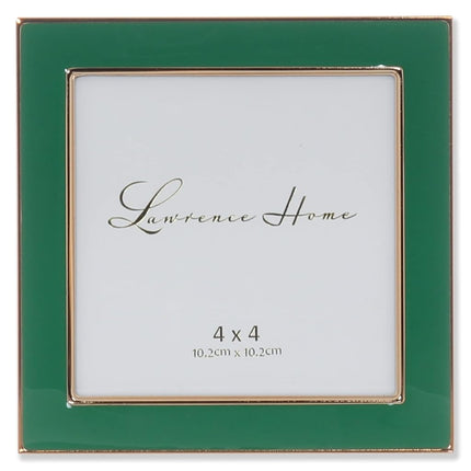 4x4 Gold Metal and Green Enamel Picture Frame