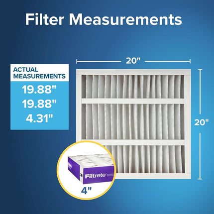Filtrete 20x20x4 AC Furnace Air Filter, MPR 1550 DP, Healthy Living Ultra Allergen Deep Pleat, 2-Pack (exact dimensions 19.88 x 19.88 x 4.31)
