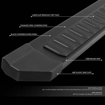 DNA MOTORING 6" Side Step Flat Running Boards Stainless Steel Compatible with 22-23 Ford F-150 Super Crew Cab, Black, STEPB-ZTL-8321-BK