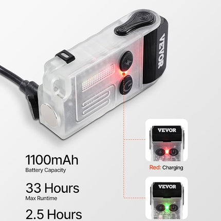 VEVOR Rechargeable Keychain Flashlight, Mini LED Flashlight with 13 Lighting Modes, Portable Pocket Flashlight with Clip, Magnetic Tail & 180° Rotating Head for Everyday Carry, Camping, Emergencies