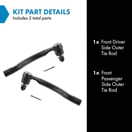 Steering Tie Rod End Outer LH Driver RH Passenger Pair for 06-11 Honda Civic