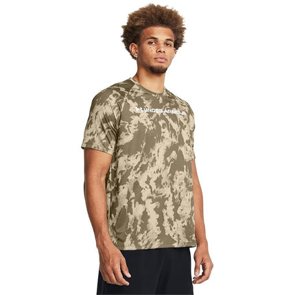 Under Armour Mens TECH ABC CAMO Short Sleeve T-Shirt Khaki Base S