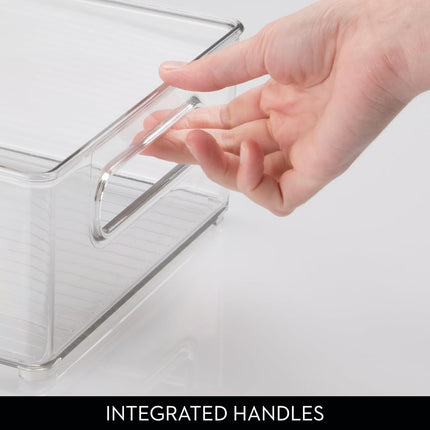 InterDesign 70530 Refrigerator and Freezer Storage Organizer Bins for Kitchen, 8" x 4" x 14.5", Clear Large