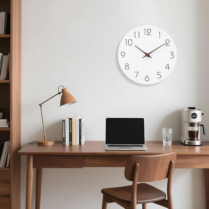 Mosewa Large Wall Clock 16 Inch Silent Non Ticking Wall Clocks Battery Operated - Simple Minimalist Clock Decorative for Kitchen,Home,Bedroom,Living Room, Office(16" White)
