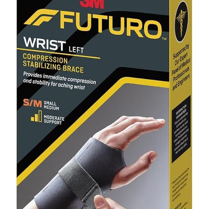 Futuro Energizing Wrist Support, Left Hand, Small/Medium, Black, Moderate Stabilizing Support