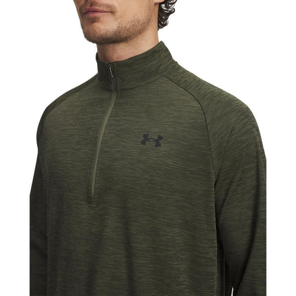 Under Armour Men's Tech Textured Half Zip Long Sleeve, (390) Marine Od Green / / Black, XS