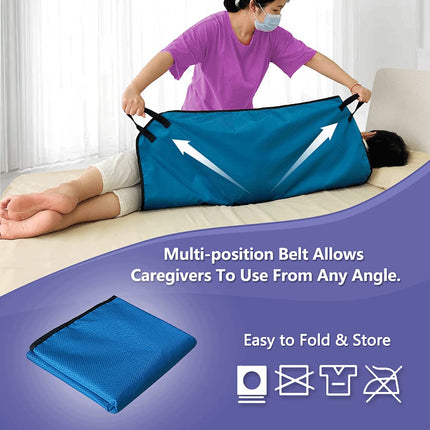 Positioning Pad Draw Sheet Lift Patient Transfer Board Sliding Hospital Bed Mat Protective Underpads with Handles for Incontinence, Bariatric, Elderly - Reusable & Washable (39" X 36")