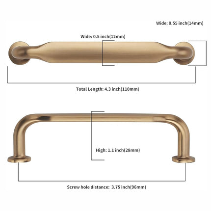 Asidrama 10 Pack 3.75 Inch(96mm) Champagne Bronze Kitchen Cabinet Handles, Cabinet Pulls Kitchen Cabinet Hardware for Cupboard Drawer Pulls