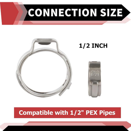 Anillos de abrazadera de cincha PEX de acero inoxidable EFIELD de 1/2 pulgada (paquete de 120 unidades) para tuberías PEX