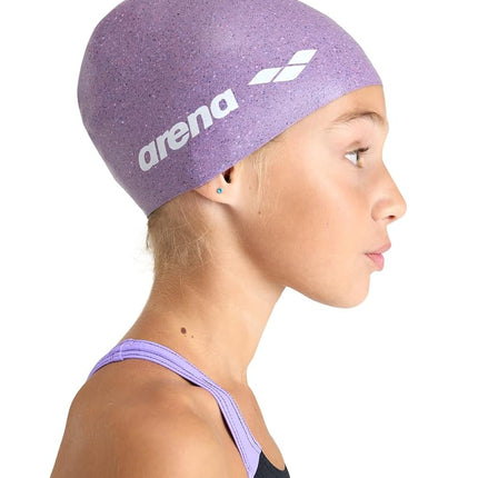 Arena Junior Recycled Silicone Unisex Swim Cap for Girls and Boys Comfortable Durable Kids’ Pool Bathing Cap, One Size, Pink Multi