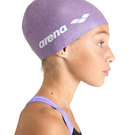 Arena Junior Recycled Silicone Unisex Swim Cap for Girls and Boys Comfortable Durable Kids’ Pool Bathing Cap, One Size, Pink Multi