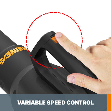 WORX WG547.9 20V Cordless Leaf Blower, Electric Blower with Turbine Fan, Blowers for Lawn Care with 2 Speed Control, Battery & Charger Not Included