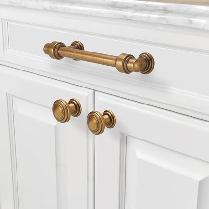 POVEFONK 10 Pack 3 Inch(76mm) Antique Brass Kitchen Cabinet Handles Cabinet Pulls Vintage Drawer Pulls Aged Gold Bronze Kitchen Cabinet Hardware Handles Dresser Handles