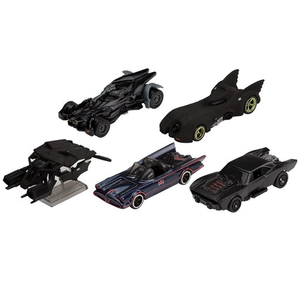 Hot Wheels Batman Bundle, 5 Fan-Favorite Batmobile Castings, 1:64 Scale Toy Vehicles, Special Packaging, Play or Display, For Batman Fans & Collectors