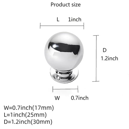 khtmeware 10 Pack 1 Inch Polished Chrome Cabinet Knobs Small Ball Kitchen Cabinet Hardware Drawer Knobs Pulls for Drawers.