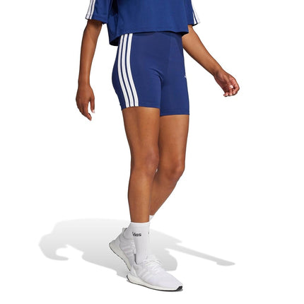 adidas Women's Essentials 3-Band High Waisted Cycling Shorts, Dark blue / white, M