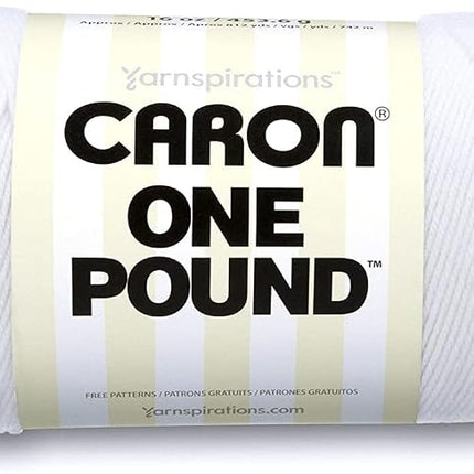 Caron One Pound White Yarn - 2 Pack of 454g/16oz - Acrylic - 4 Medium (Worsted) - 812 Yards - Knitting/Crochet