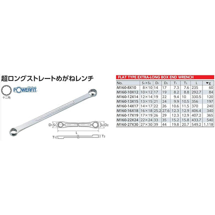 KTC (Katie See) Super-long straight ring-spanner M160-12X14