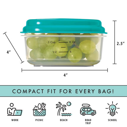 Contenedores Stak Paks Fit & Fresh de 1 taza para niños, juego verde