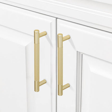 COTYKILEY 10 Pack 6-1/4 Inch(160mm) Brushed Brass Cabinet Handles Gold Knurled Kitchen Cabinet Pulls Cabinet Door Handles Kitchen Cabinet Hardware Cupboard Drawer Pulls Dresser Handles
