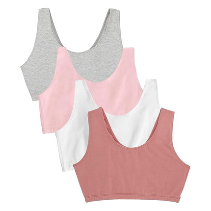 Fruit of the Loom Lot de 4 brassières de sport opaques pour femme, modèle débardeur, coloris Dusk/White/Blush/Grey Heather, taille 44