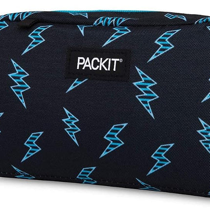 PackIt Freezable Snack Box, Striped Bolts, Built with ECOFREEZE Technology, Collapsible, Reusable, Zip Closure with Buckle Handle, Great for All Ages and Fresh Snacks on The go