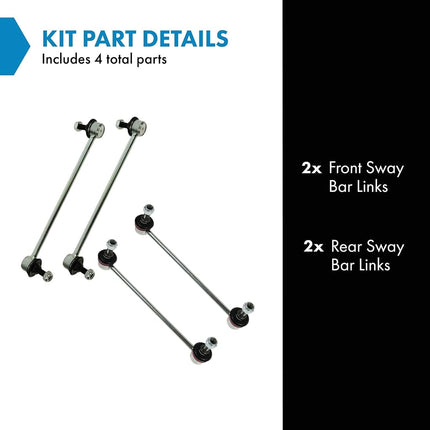 TRQ Front & Rear Sway Bar Stabilizer Link Set Compatible with 2007-2009 Lexus ES350 2007-2011 Toyota Camry