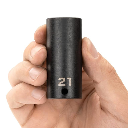 TEKTON 3/8 Inch Drive x 21 mm Deep 12-Point Impact Socket | SID13321